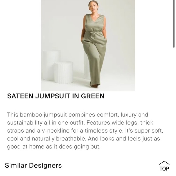 Ettitude Bamboo Sateen Jumpsuit Luxurious in Moss Sage Womens Medium NIB. $314 - Picture 5 of 14
